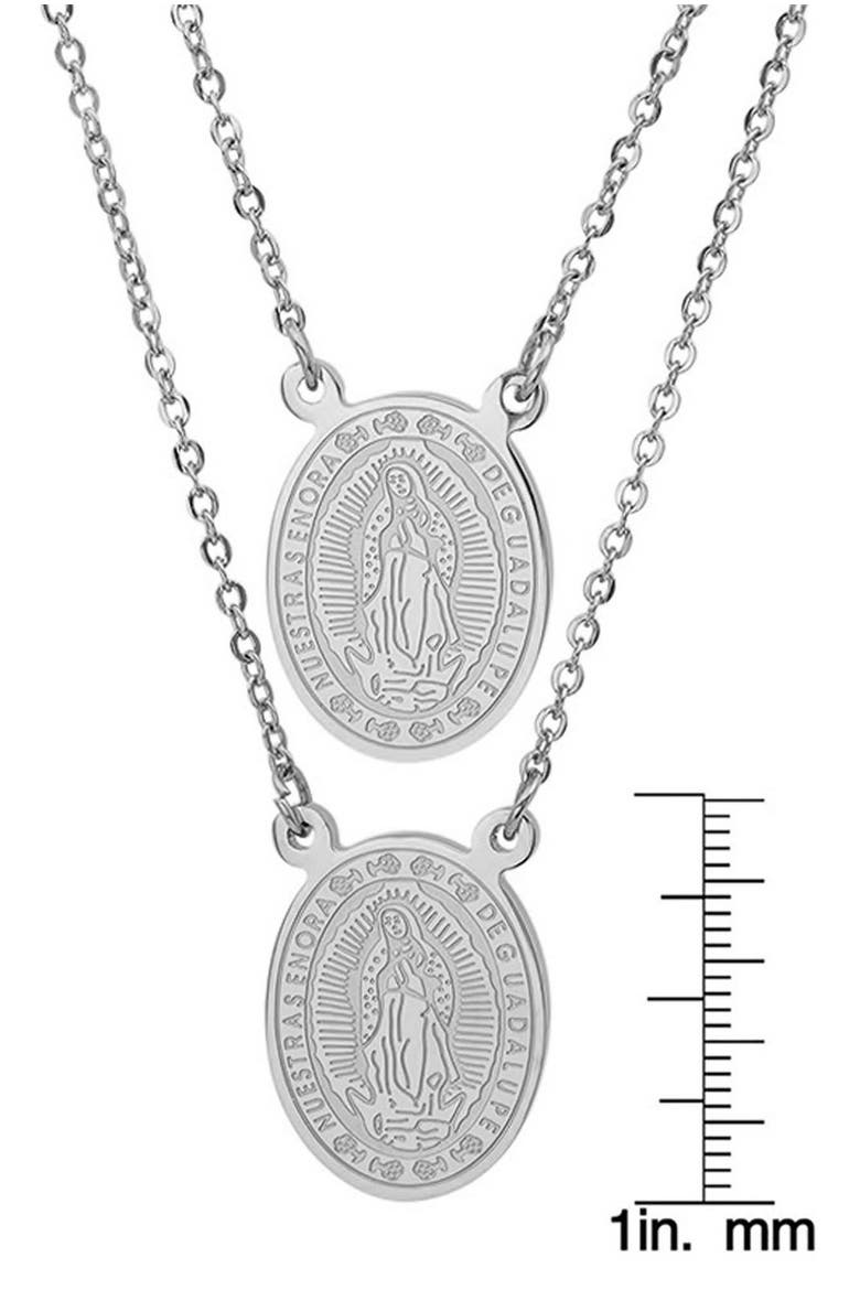 Stainless Steel Religious Layered Pendant Necklace, Alternate, color, SILVER