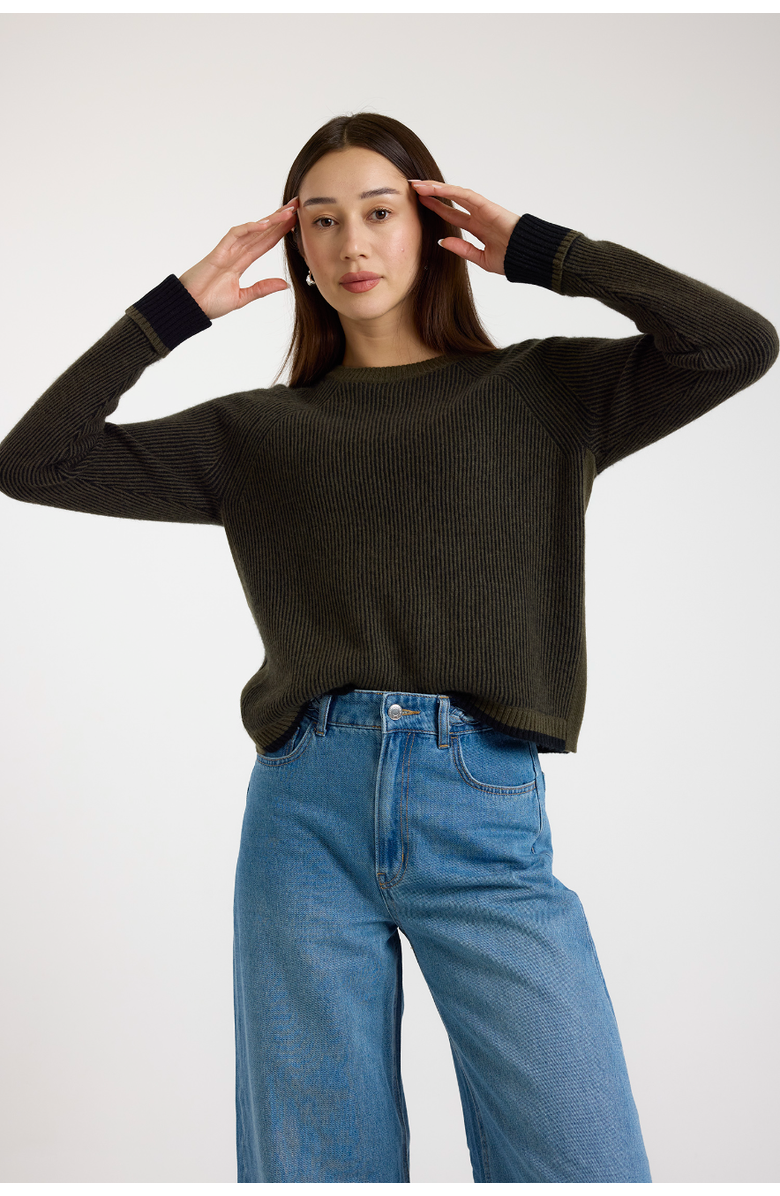 Brodie Pure Cashmere Irene Crew Neck 100% Cashmere Sweater, Main, color, Olive