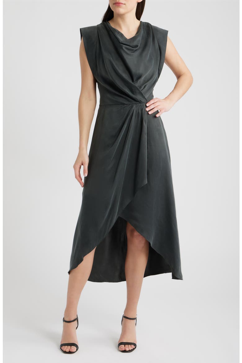 Dratty Draped Midi Dress, Main, color, OPEN GREY