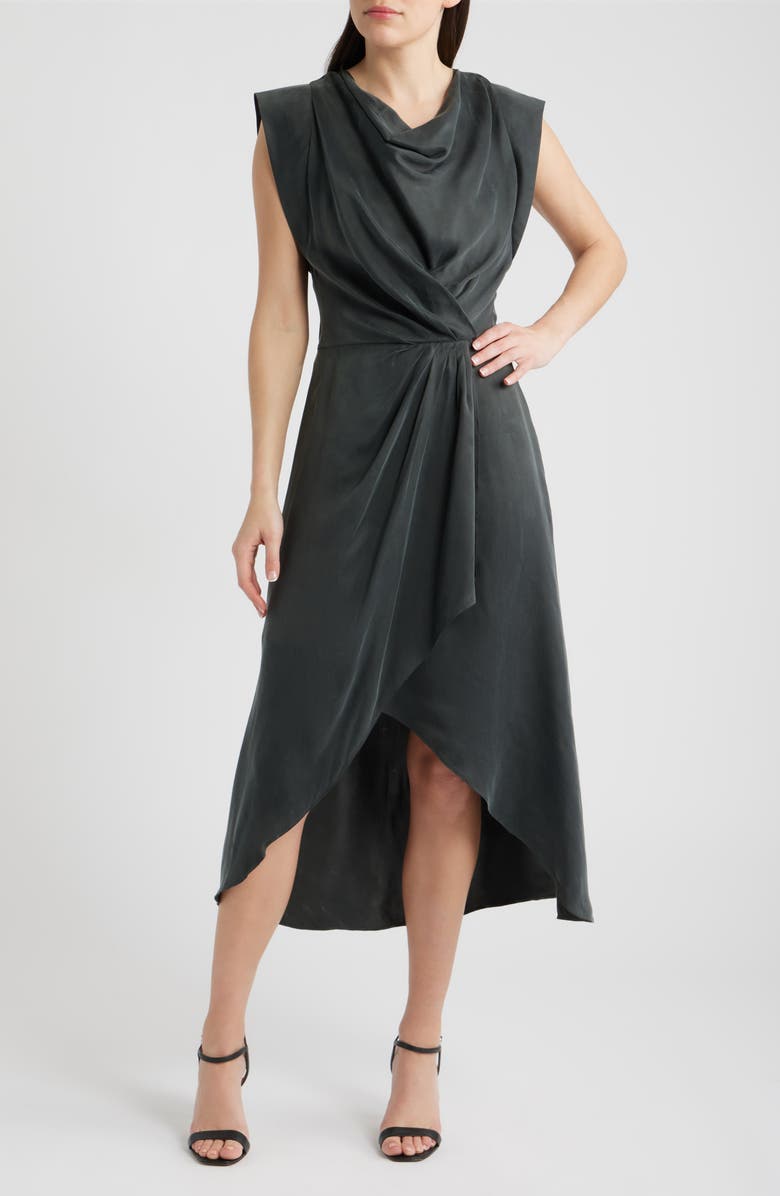 BOSS Orange Dratty Draped Midi Dress, Main, color, 