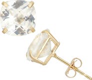 FZN 10K Gold Solitaire Garnet Stud Earrings