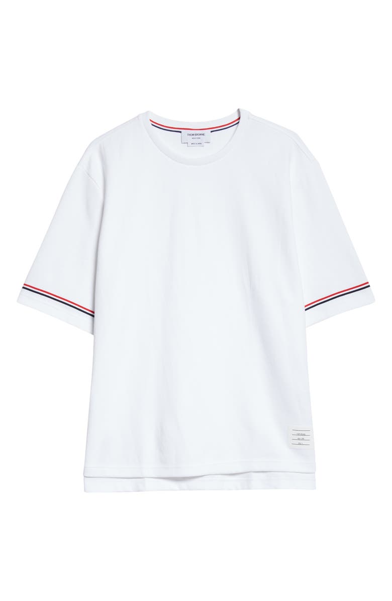 Thom Browne Rugby Fit Short Sleeve Cotton T-Shirt, Main, color, White
