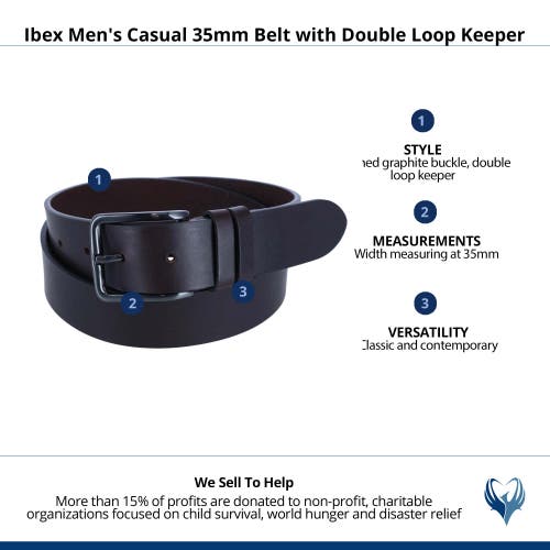 Ibex England Casual 35mm Belt With Double Loop Keeper In Dark Brown