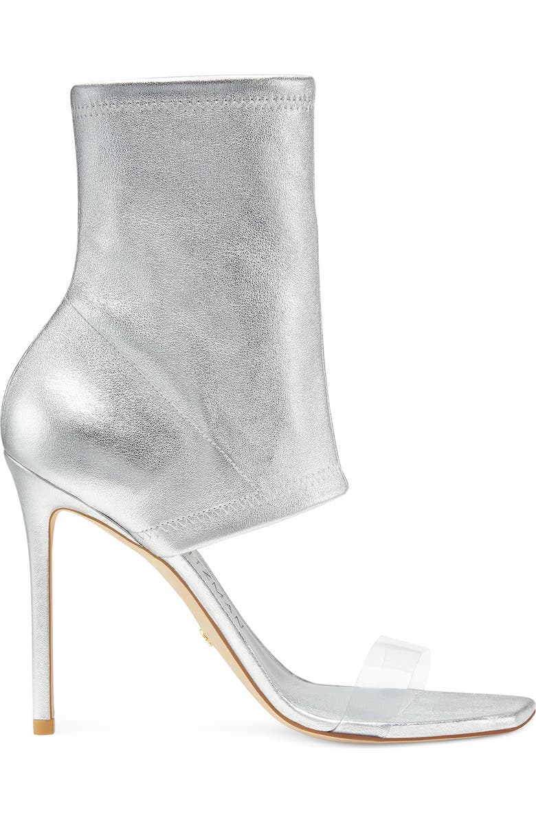 Stuart Weitzman Frontrow Stretch Bootie, Alternate, color, Silver/Clear