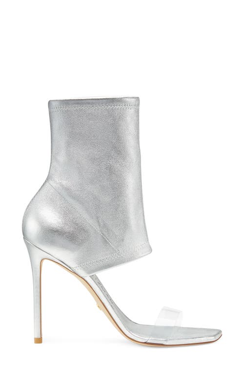 Stuart Weitzman Frontrow Stretch Bootie In Silver/clear