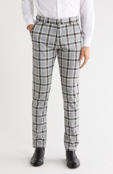 Plaid Straight Leg Trousers