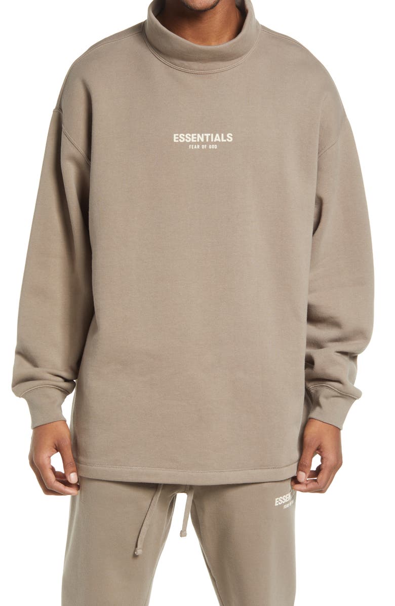 Fear of God Essentials Relaxed Cotton Blend Mock Neck Sweatshirt, Main, color,