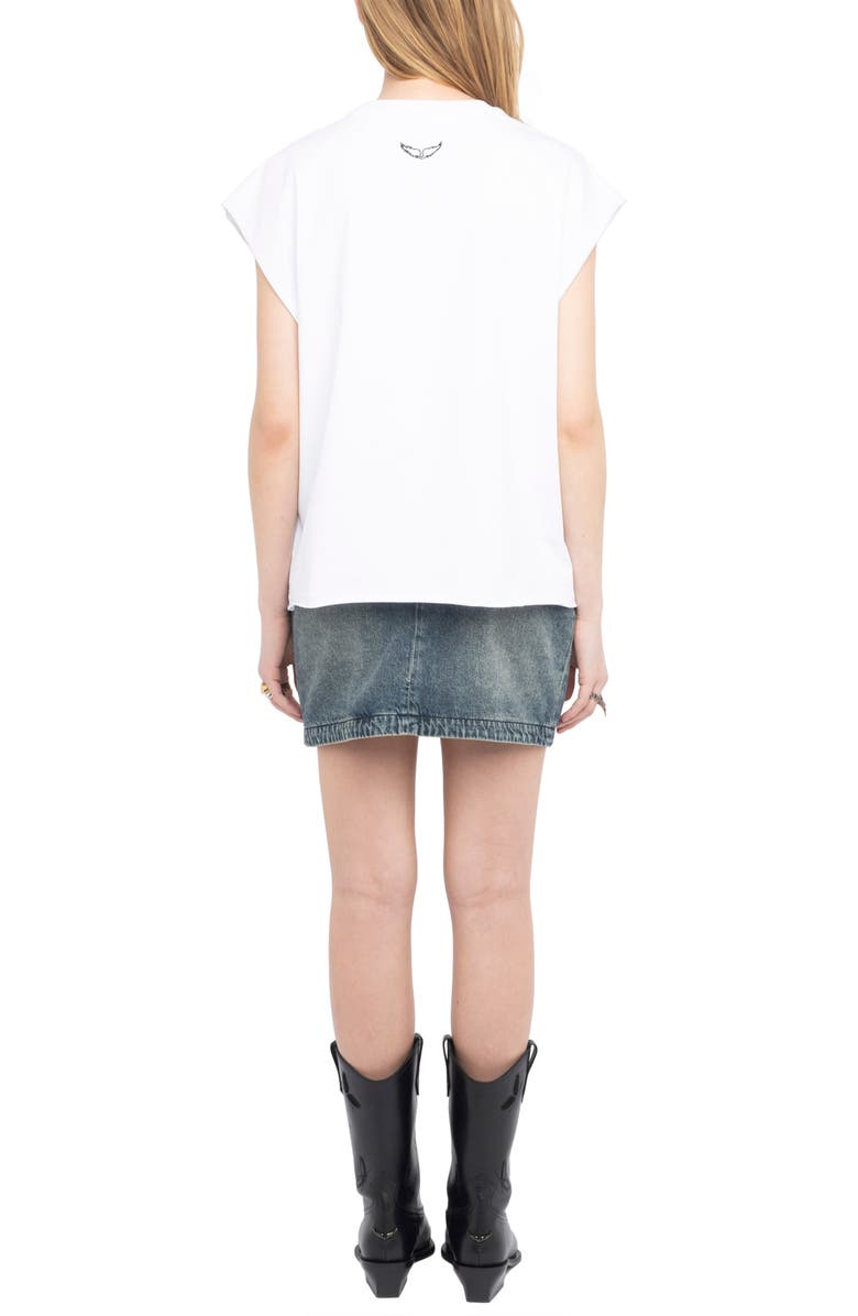 Zadig & Voltaire Cloex Crystal Embellished Voltaire T-Shirt, Alternate, color, White