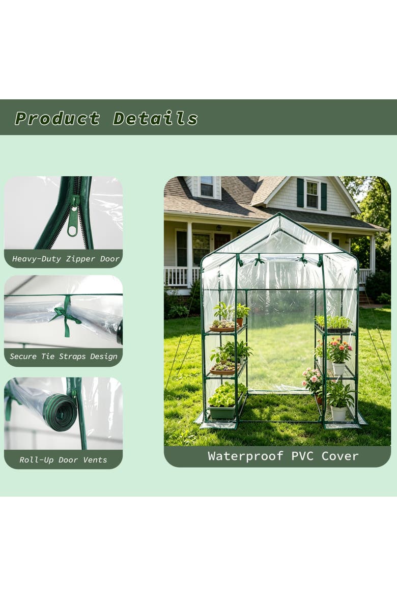 3-Tier Walk-In Greenhouse, Alternate, color, Multicolored