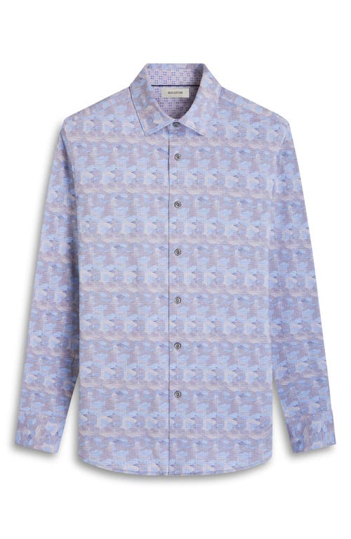 Bugatchi Jimmy Ooohcotton® Abstract Print Button-up Shirt In Blue/almond