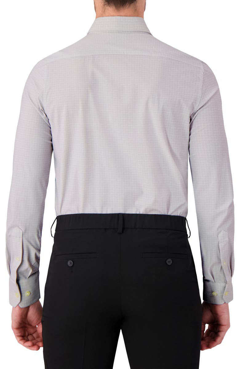 Victor Emmanuel Micro Check Print Tech Stretch Dress Shirt, Alternate, color, Grey