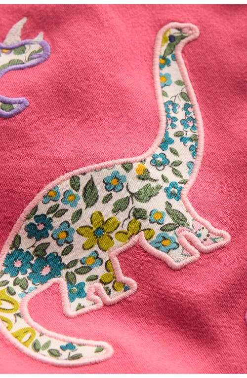 Mini Boden Kids' Frill Neck Long Sleeve Appliqué T-shirt In Pink