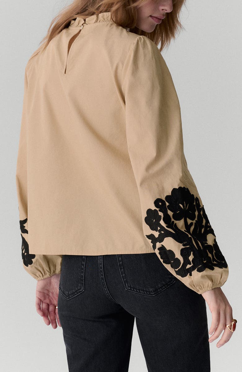 PER UNA BY M&S Floral Embroidered Mock Neck Top, Alternate, color, Brown