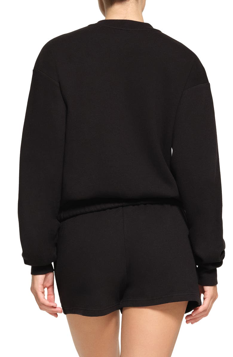 SKIMS Cotton Blend Fleece Classic Crew Sweatshirt, Alternate, color, Onyx