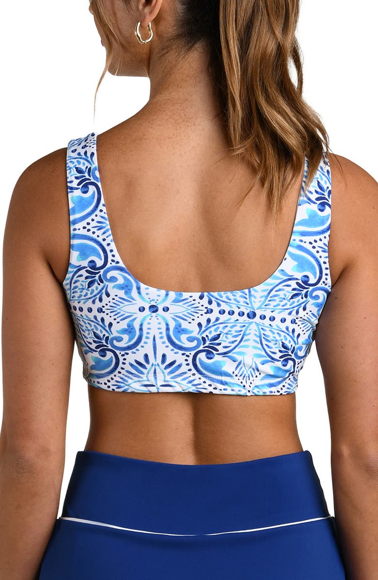 La Blanca Blue Tile Sports Bra, Alternate, color, Pacific Blue