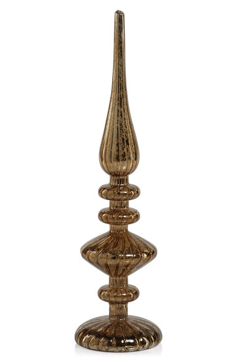 Set of 2 Azenor LED Decorative Glass Tabletop Finial Ornaments