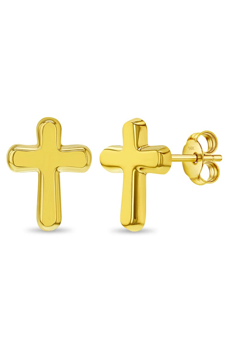In Season Jewelry 14k Elegant Cross Earrings, Main, color, Gold