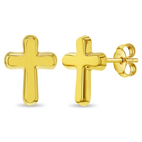 14k Elegant Cross Earrings