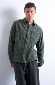 Topman Marl Textured Cotton Button-Up Shirt