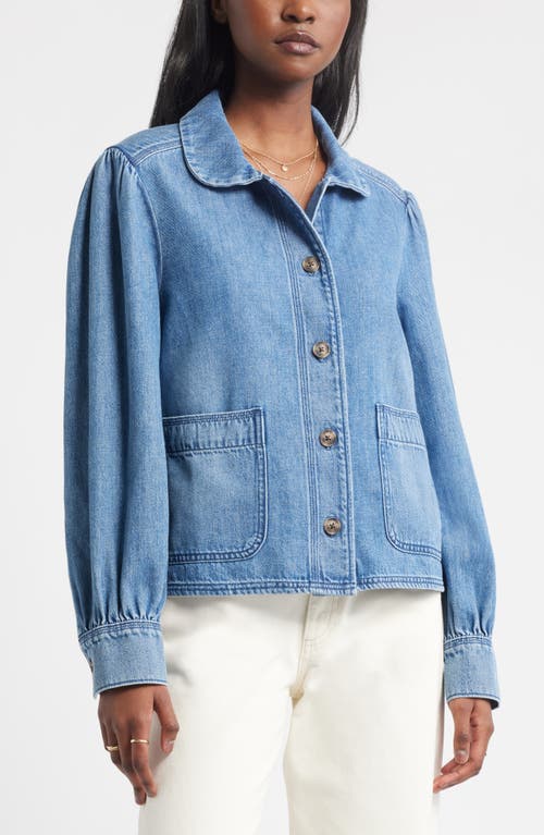 Treasure & Bond Peter Pan Collar Denim Jacket In Blue