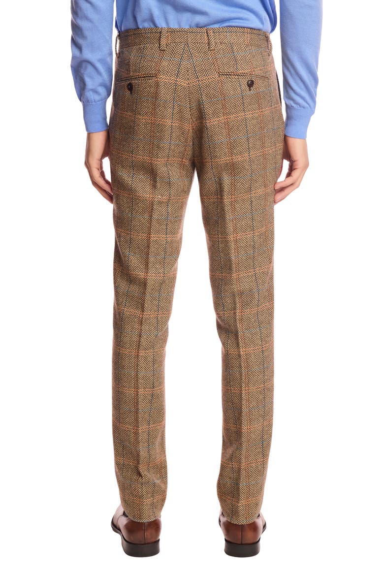 Slim Fit Herringbone Downing Dress Pants, Alternate, color, BROWN ORANGE MULTI HERRINGBONE