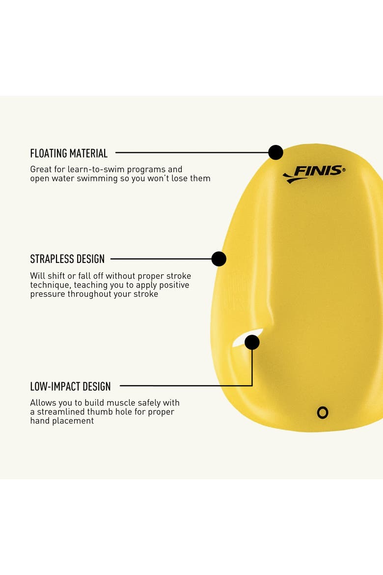 Agility Floating Swim Paddles Strapless Design for Stroke Technique Instant Feedback, Alternate, color, Yellow