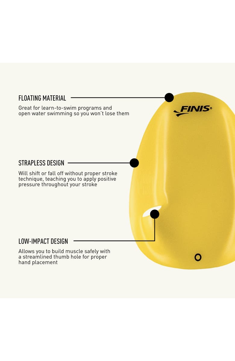 FINIS Agility Floating Swim Paddles Strapless Design for Stroke Technique Instant Feedback, Alternate, color, Yellow