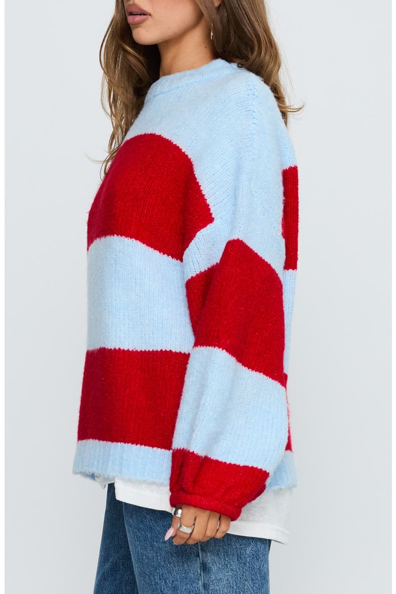 Bastien Stripe Oversize Sweater, Alternate, color, BLUE / RED