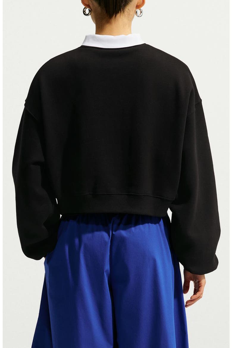 Oversized Midweight Fleece Cropped Sweatshirt, Alternate, color, 001 001 TOTAL BLACK/SAIL