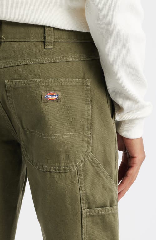 Dickies Straight Leg Green Cotton Canvas Carpenter Pants In Green