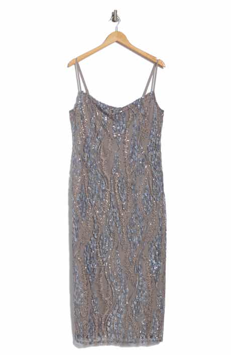L'AGENCE Achilles Cowl Neck Sequin Midi Dress