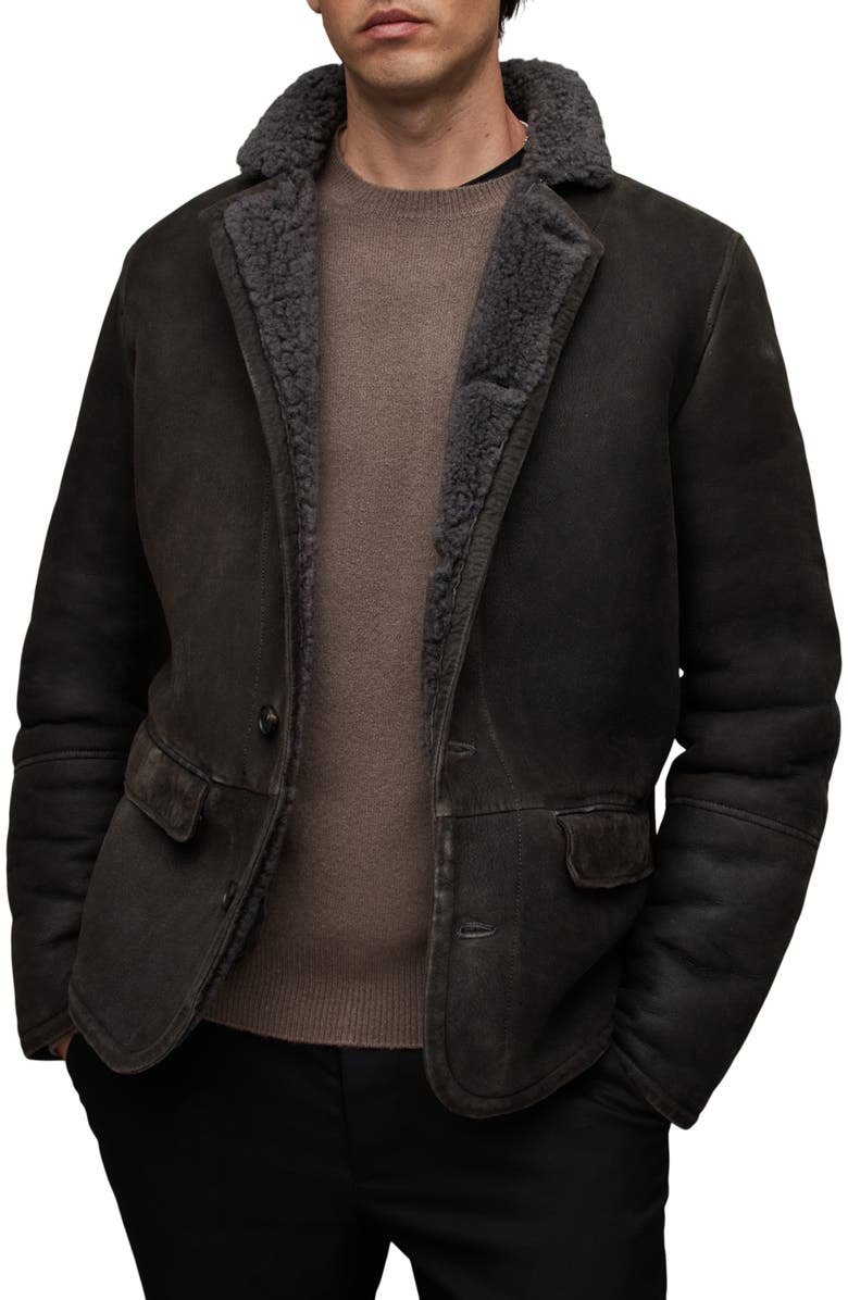 AllSaints Fenton Genuine Shearling Jacket, Main, color,