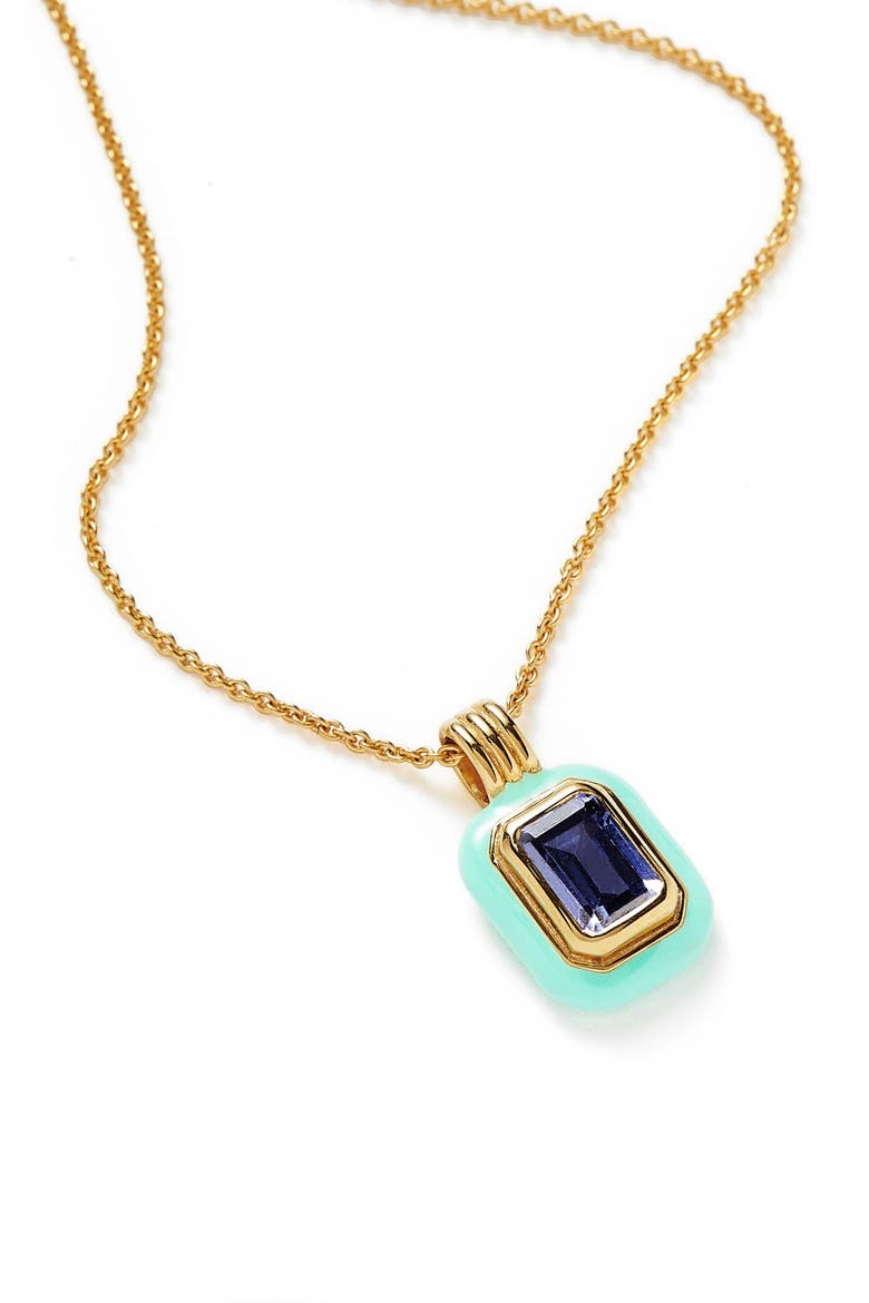 Stone & Enamel Pendant Necklace, Alternate, color, AQUA/ GOLD