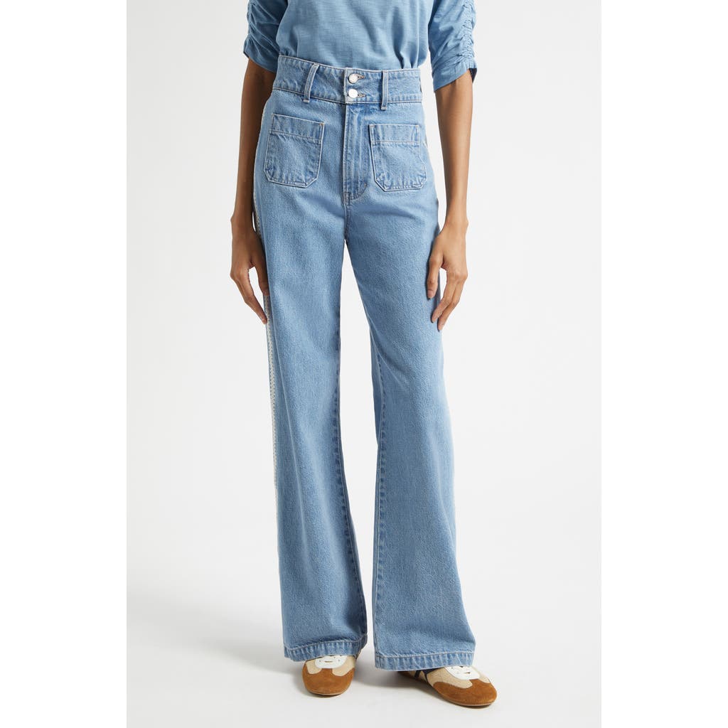 Veronica Beard Taylor High Waist Wide Leg Jeans in Halo Blue at Nordstrom, Size 28