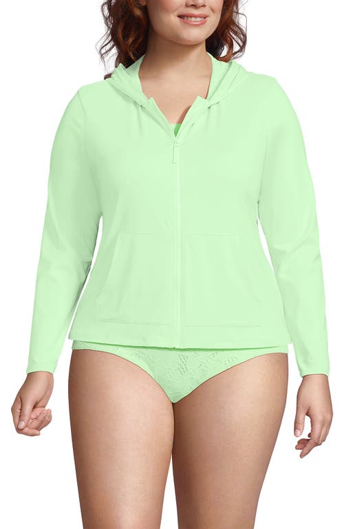 Lands' End Long Sleeve Hooded Full Zip Upf 50 Rash Guard In Icy Mint Green