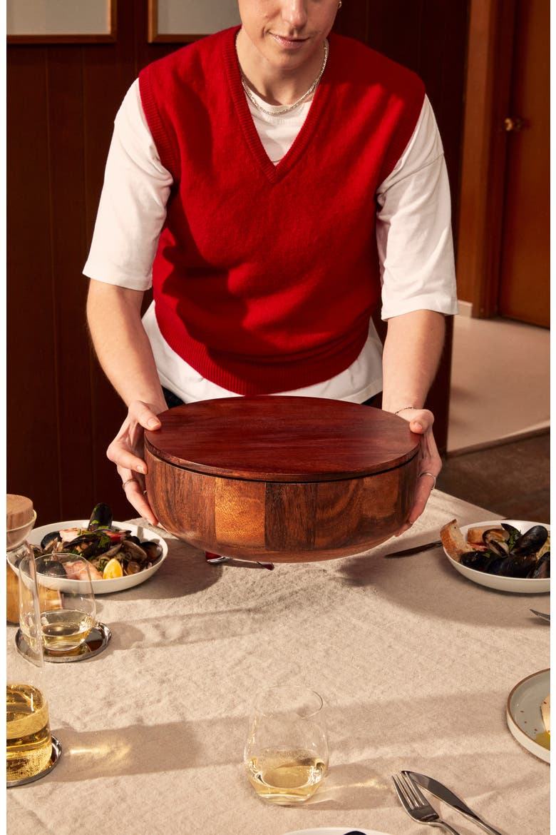 Dot Wooden Salad Bowl & Lid, Alternate, color, NO COLOR