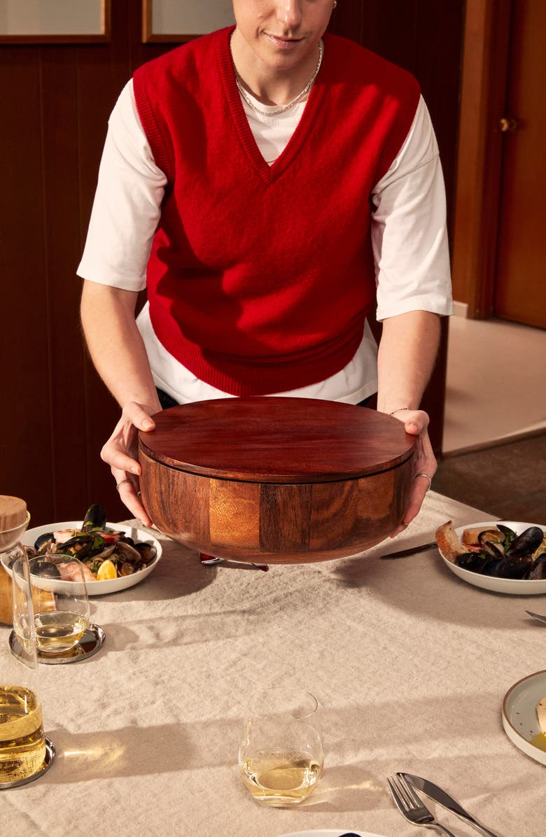 Holcomb Dot Wooden Salad Bowl & Lid, Alternate, color, 