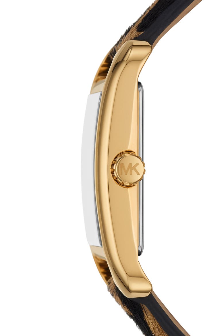 Monroe Animal Print Genuine Calf Hair Watch, 27mm, Alternate, color, GOLD