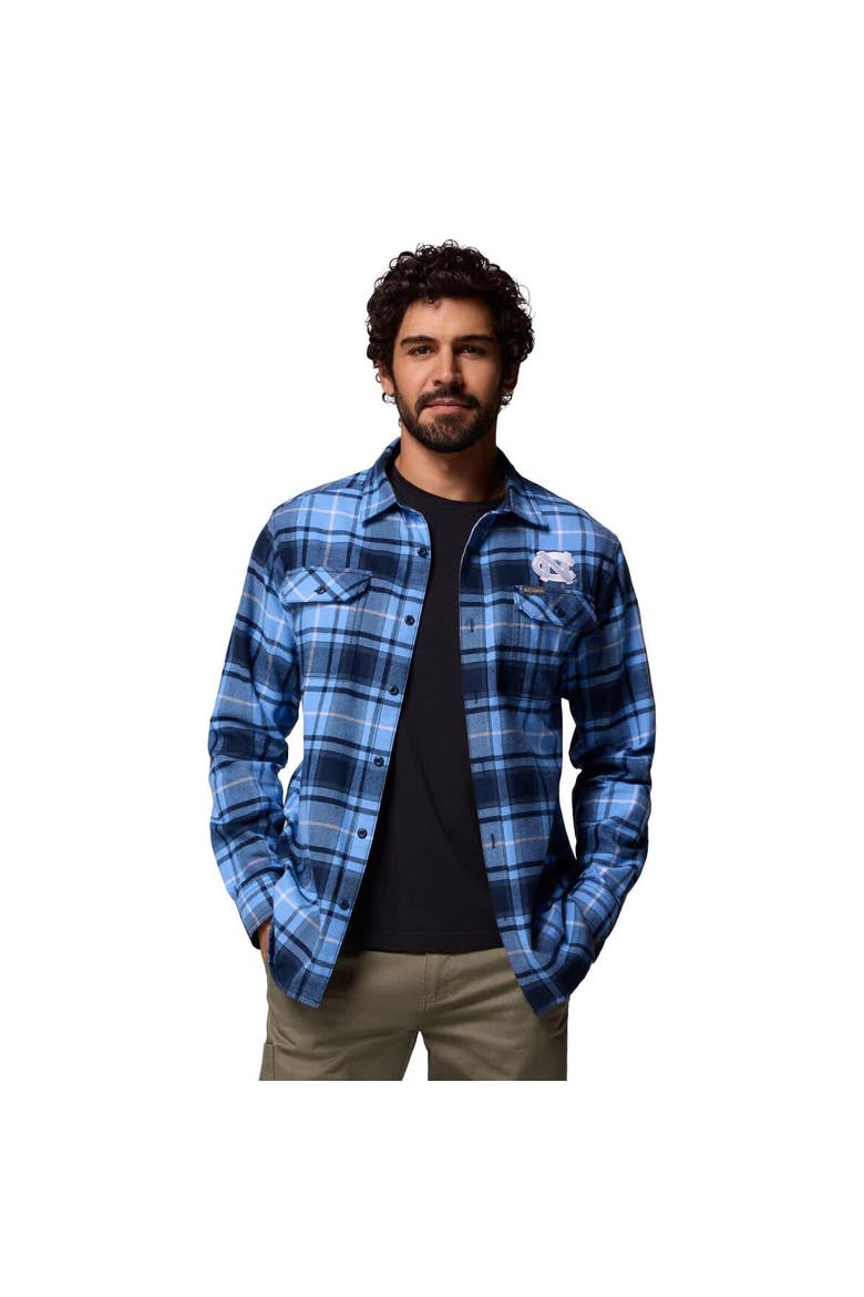 Men's Columbia  Carolina Blue North Carolina Tar Heels Flare Gun Omni-Wick Flannel Long Sleeve Button-Up Shirt, Alternate, color, Blue