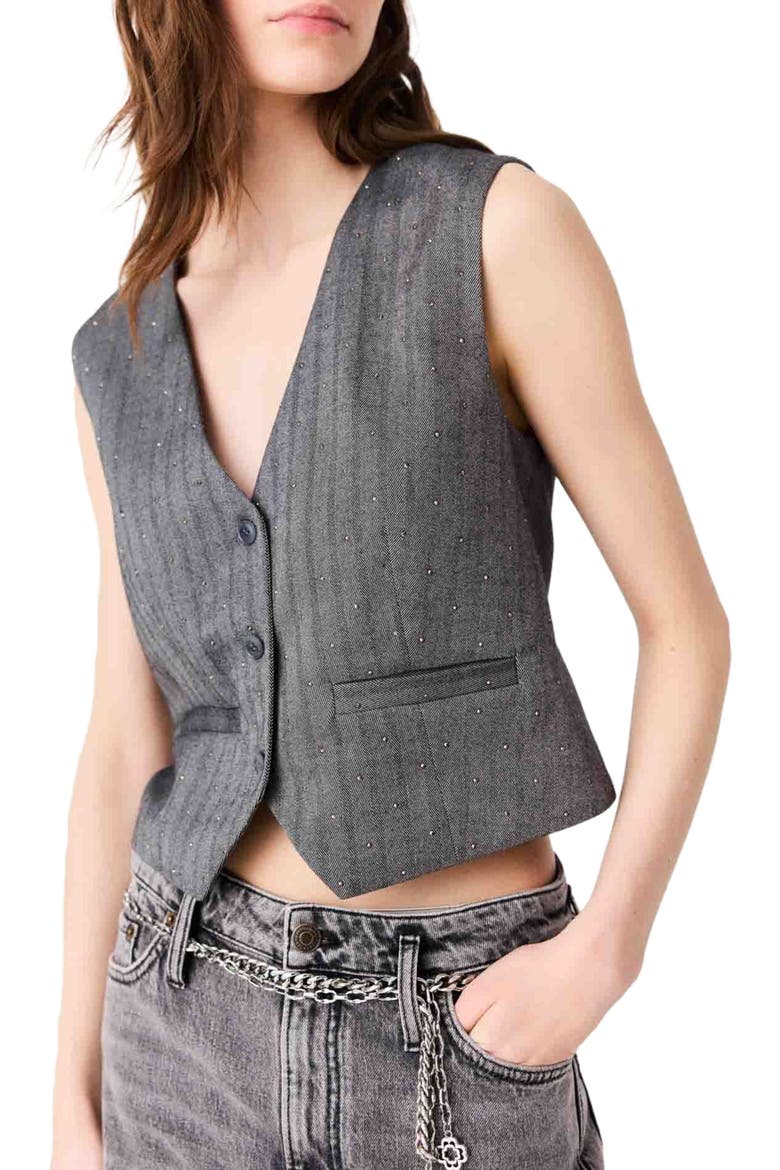Tailored Rhinestone Jacket, Alternate, color, Grey
