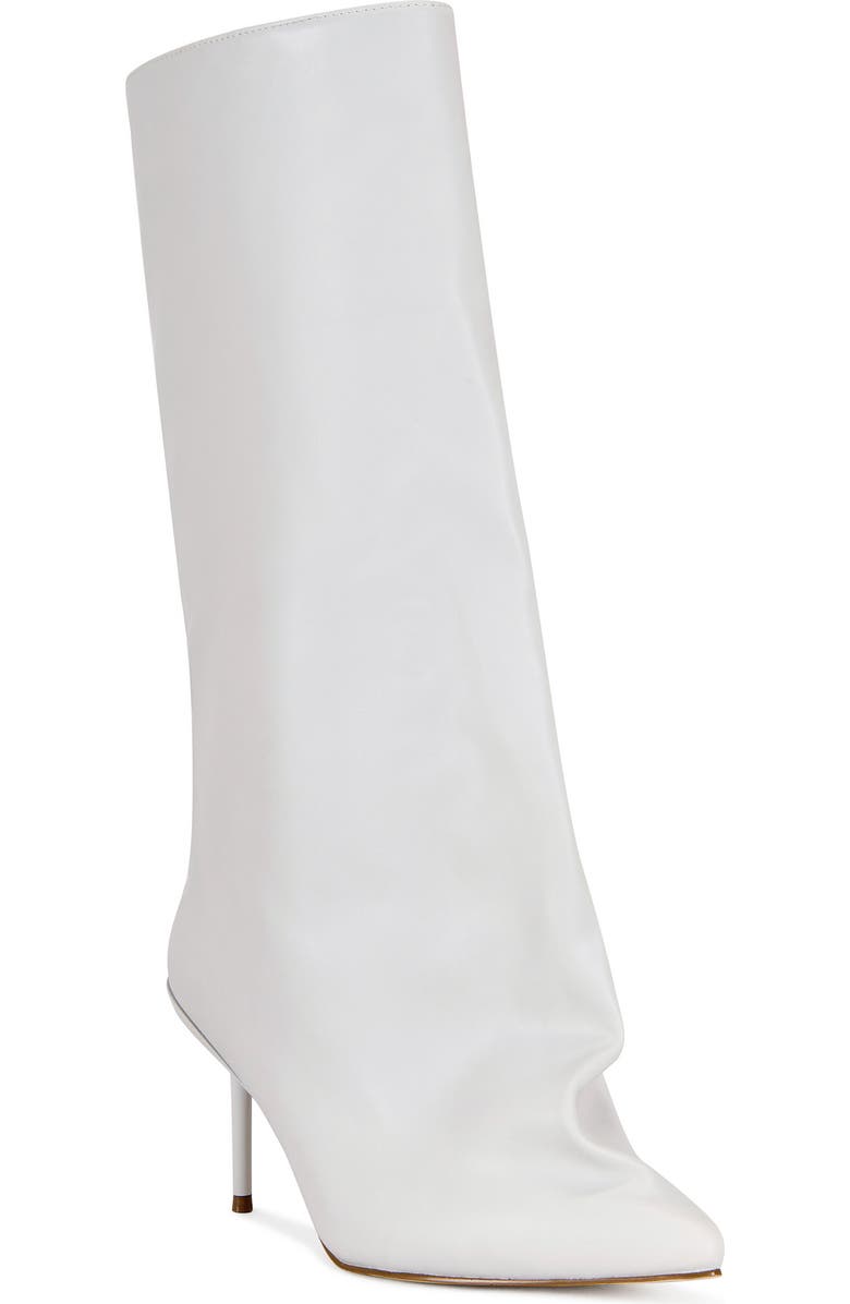 AZALEA WANG Couture Crazy Pointy Toe Knee High Boot, Main, color, Bone