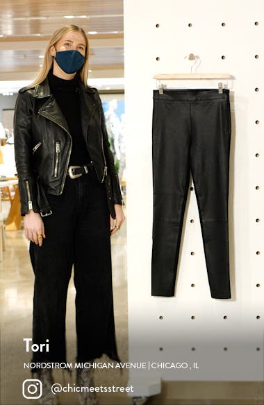 Reiss Valerie Mix Media Leather Pull-On Pants (Women) | Nordstrom