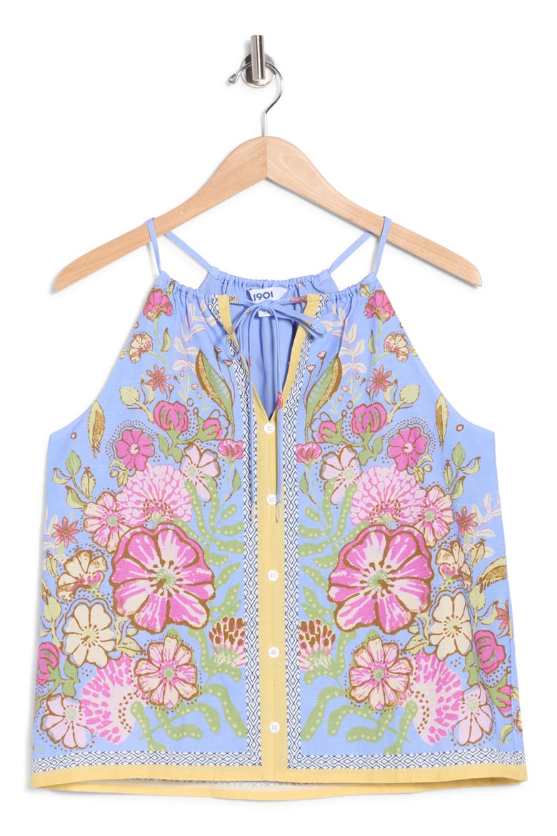 Floral Halter Top, Alternate, color, BLUE-PINK FLORAL