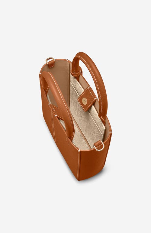 Maison De Sabre Mini Rolled Handles Leather Soft Tote In Brown