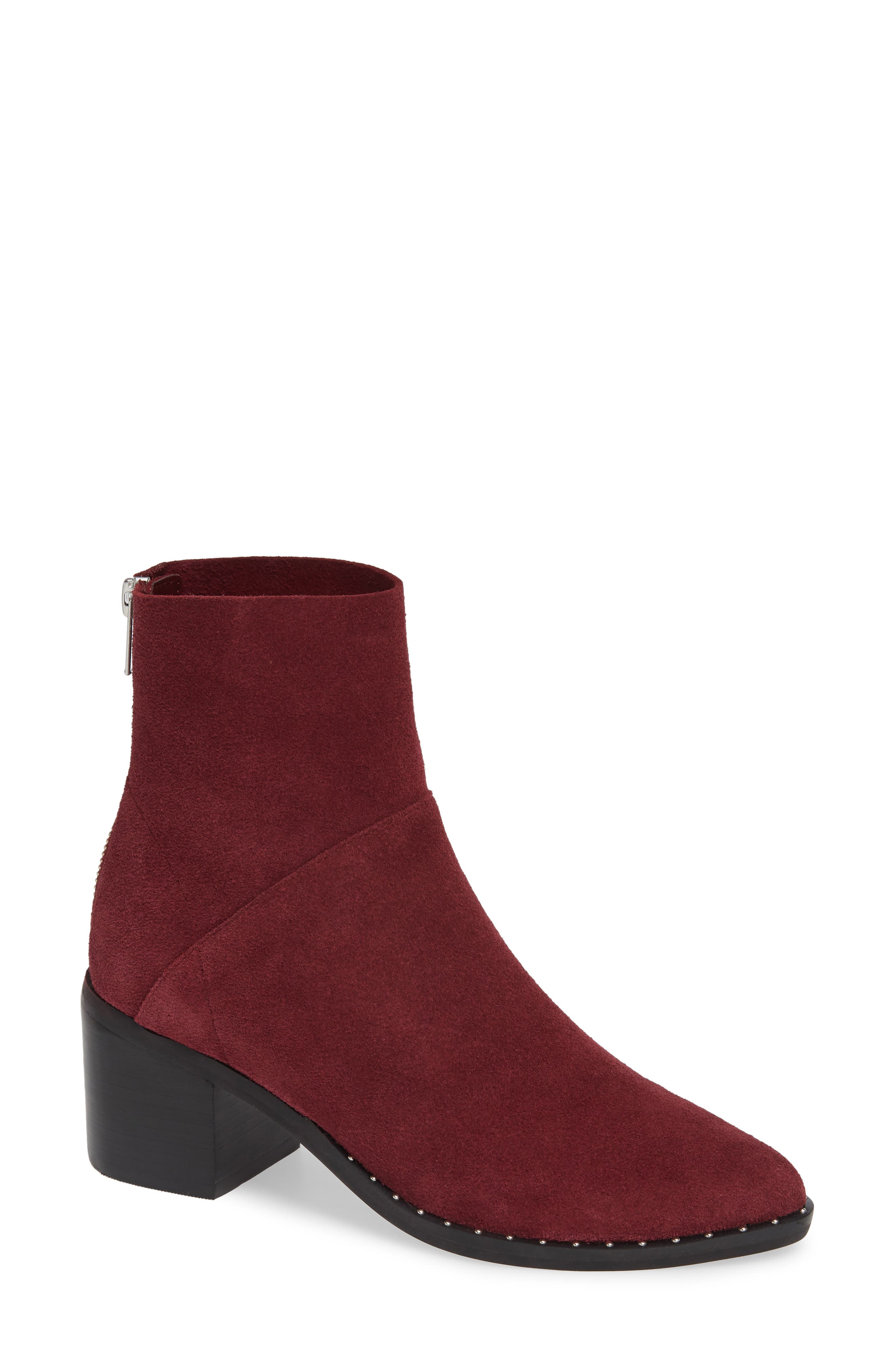 Farrah Studded Bootie, Main, color, BURGUNDY SUEDE