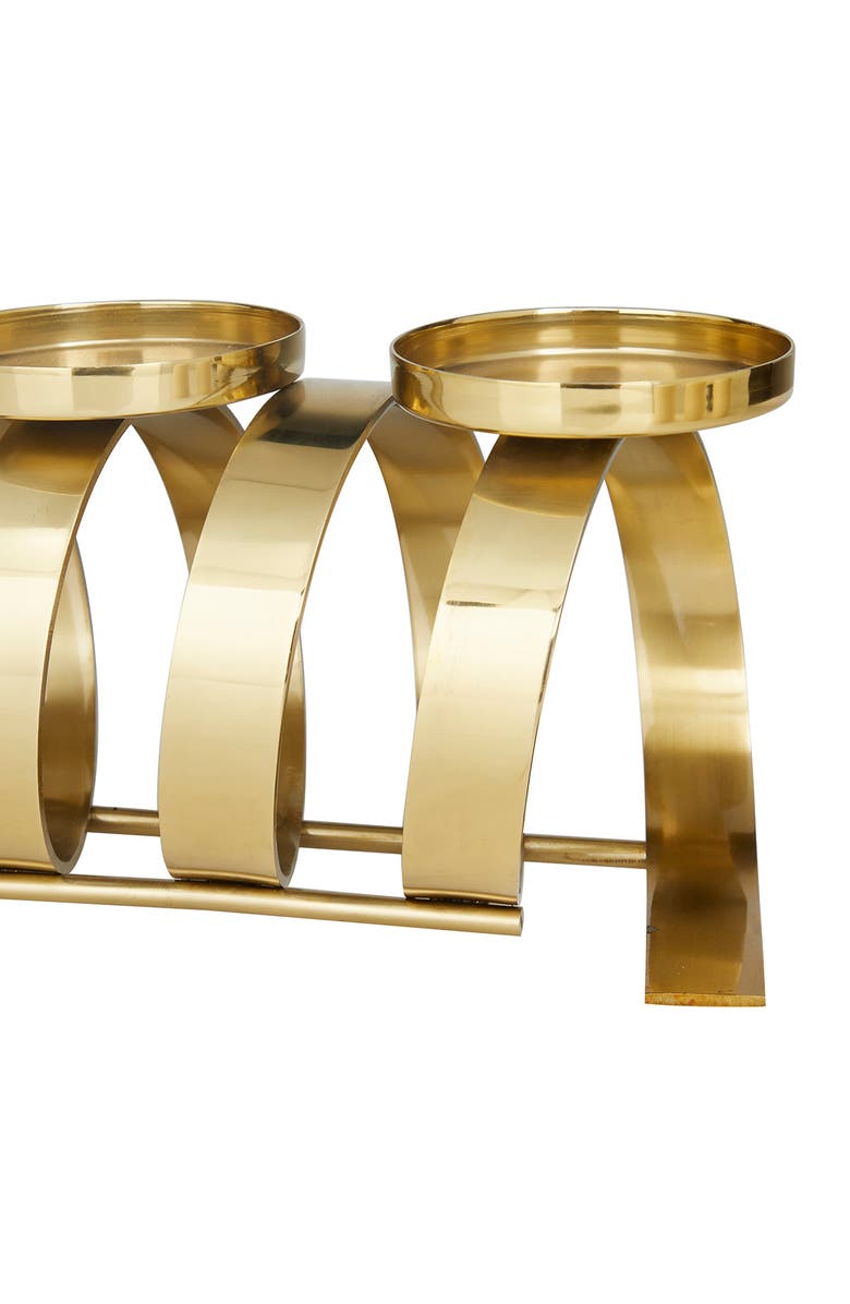 VIVIAN LUNE HOME Goldtone Stainless Steel Contemporary Candle Holder, Alternate, color, 