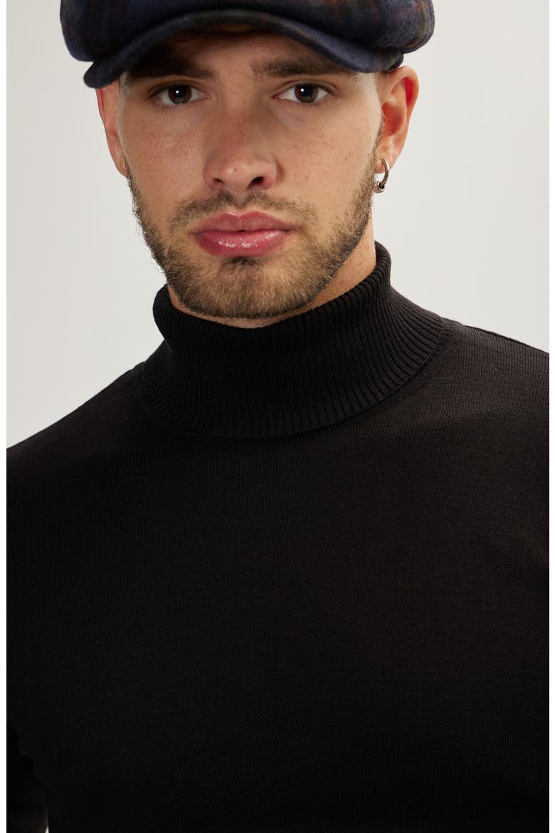 Roll Neck Rib Knit Sweater, Alternate, color, BLACK