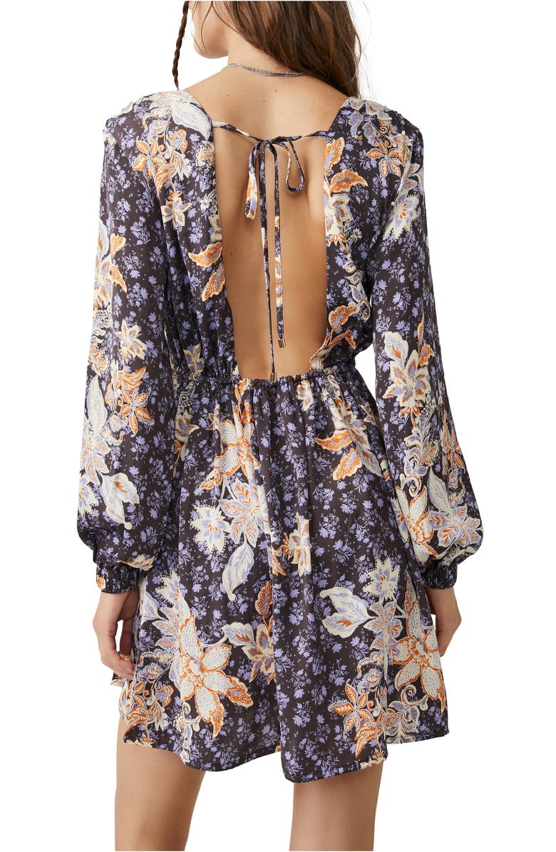 Free People Soli Plunge Neck Long Sleeve Minidress, Alternate, color, 