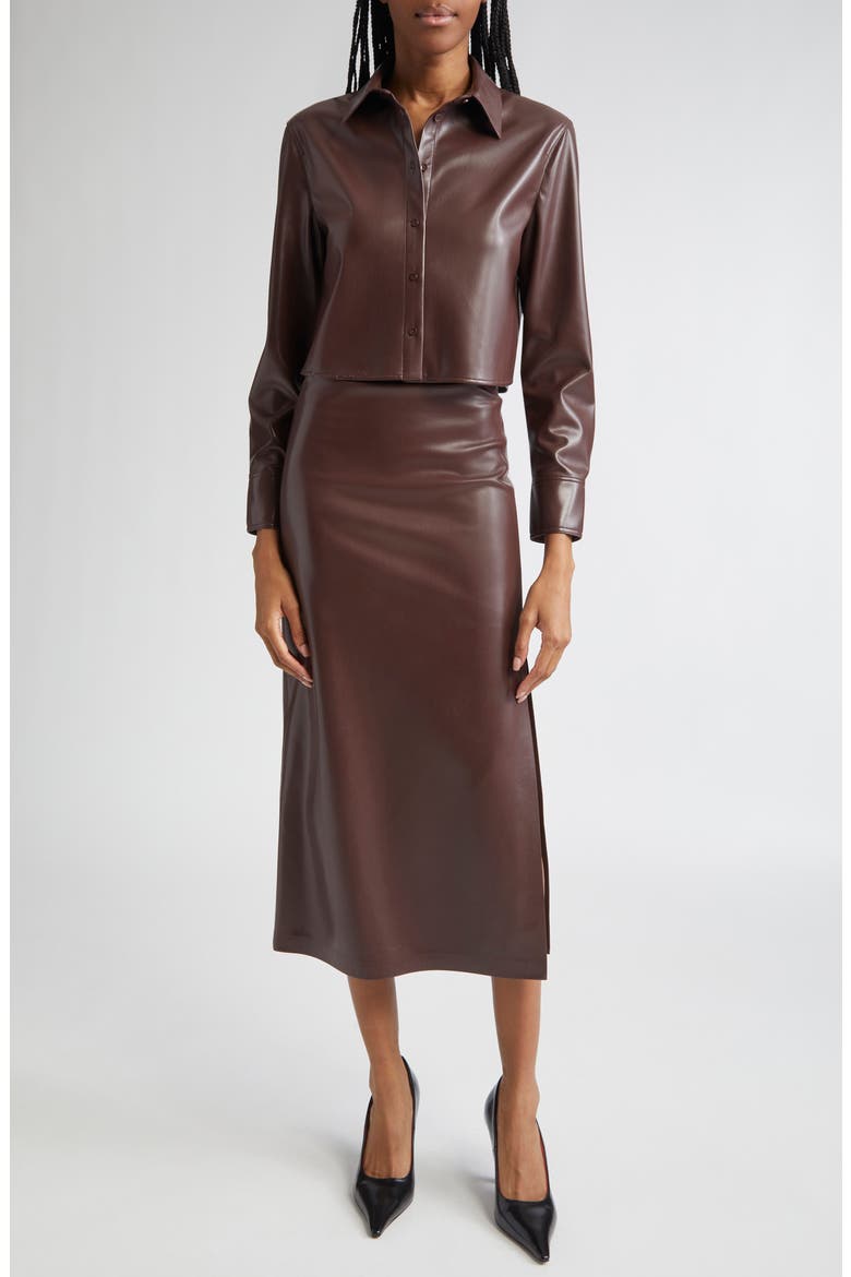 Maeve Faux Leather Midi Skirt, Alternate, color, ESPRESSO