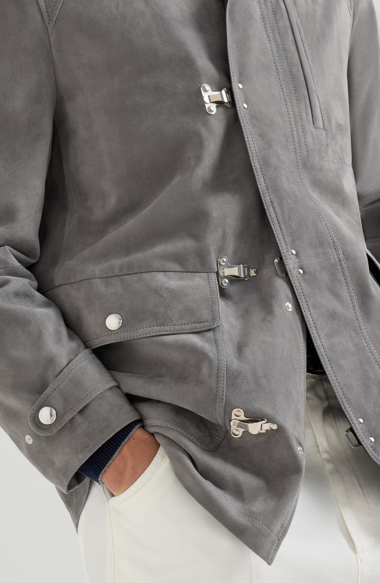 Brunello Cucinelli Suede outerwear, Alternate, color, Medium Grey